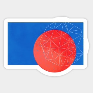 Geometric Abstract Parametric Design (Conections Red and blue) Sticker